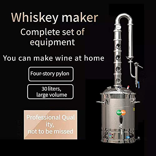 YUEWO 110V Electric 304 Stainless Steel Alcohol Distiller Flute Reflux Column Still with Sight Glasses Wine Making Kit for DIY Whisky Wine Brandy Gin - size: 65Liters/17Gal