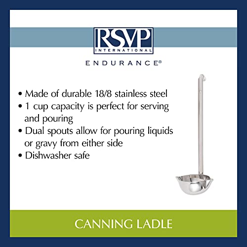 RSVP International Endurance Canning Collection Non-Reactive 18/8 Stainless Steel, Dishwasher Safe, Ladle, 13-1/2" - size: Ladle, 13-1/2"
