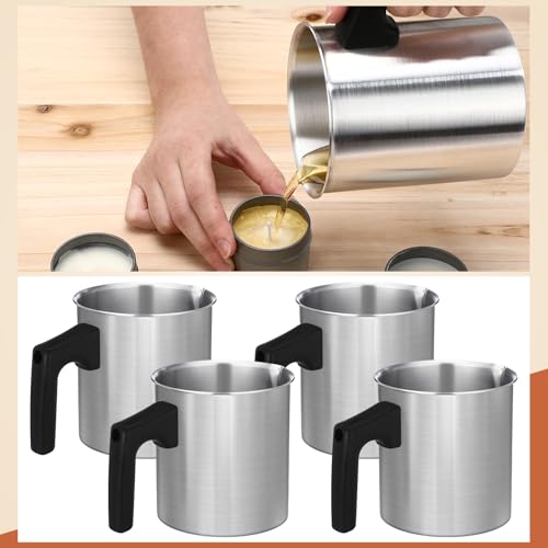 Ziliny 6 Pcs Candle Making Pouring Pot Wax Pouring Pitcher with Dripless Spout and Heat Resisting Handle Aluminum Wax Melter for Christmas DIY Candle Making Kits Gift (1.2 L) - size: 1.2 L