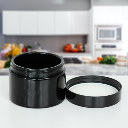 Matoolser Black Glass Storage Jar 250ml Wide Mouth Airtight UV Protection Container for Spice Coffee Matcha