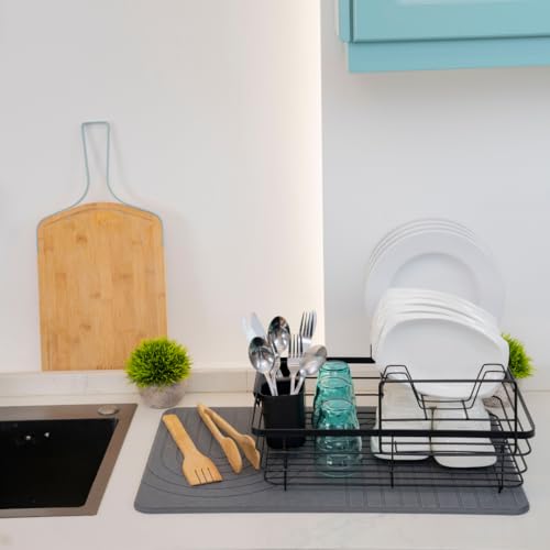 LIFSEZY- Large Stone Drying Mat for Kitchen Counter – Quick Dry Stone Mat Kitchen Accessory, Diatomaceous Earth Mat for Sink, Dishes, and Utensils, Gray. - size: 23.6" x 15.7"