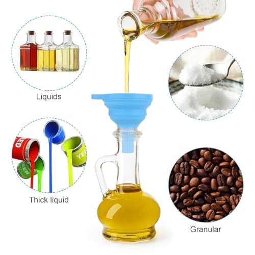 3PCS Silicone Funnel Set, Flexible Rubber Kitchen Funnels for Filling Bottles, Small Medium Large Food Grade Funnel for Essential Oils, Spices, Powder, Cooking, Liquid, Perfume, Flask - color: RGB