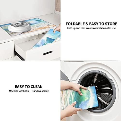 Large Dish Drying Mats For Kitchen Counter Microfiber Kitchen Drying Mat XL Draining Pad Absorbent Quick Drying Dish Mat 18x24 Inch - Beach - color: Beach