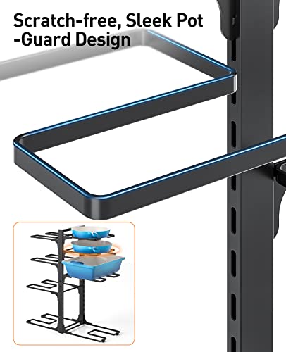 ORDORA Pots and Pans Organizer: under Cabinet, 20.8" Height Heavy Duty 120LBS Pots Pans Organizer Rack for under Cabinet 8-Tier Adjustable for Big Stockpots, Dutch Oven, Cast-iron Pans, Heavy Cookware - style: L-21"H-HeavyDuty