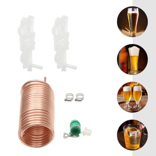 7.87 * 3.94in Copper Immersion Wort Chiller, Universal Garden Hose Connector Cooler Coil, Homebrew Malt Cooling Accessory, for Homemade Beer Wort Temperature Reduction