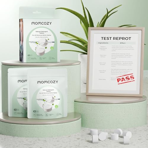 Momcozy Official Natural Detergent Tablets for Baby Bottle Washer, Powerful Plant-Based Formula, Safe & Residue-Free Washing Block, 120 Tablets