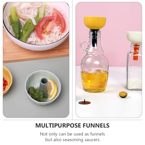 2 Pcs Kitchen Funnels Strainer, Small Multipurpose Household Food-Grade Funnels for Liquid and Grain Transfer, Convenient Green and Blue-Yellow Set for Cooking and Tea Brewing