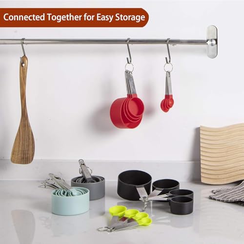 10Pcs Measuring Cups & Spoons Set, Stackable Cups and Spoons, Nesting Measure Cups with Stainless Steel Handle, Kitchen Gadgets for Cooking & Baking (Red) - color: Red
