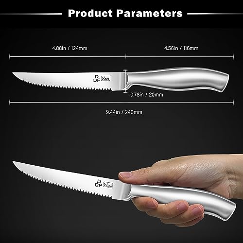 DDF iohEF Steak Knife Set, 8 Piece Steak Knife, High Carbon Japanese Stainless Steel Serrated Steak Knives - color: 8PCS Steak Knives