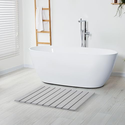 HABUTWAY Large Stone Dish Drying Mat for Kitchen Counter – 24"×16" Collapsible Diatomaceous Earth Mat, Ultra Absorbent & Quick Dry, Foldable Drying Pad for Dishes, Bottles, Cups (Light Grey) - color: LIGHT GREY
