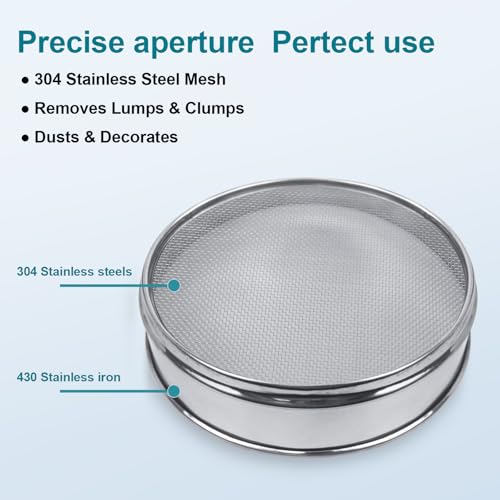304 Stainless Steel Mesh Lab Sieve, 14 Mesh(1.43mm) Aperture Test Sieve, 7.9Inch(20cm) Diameter Economy Standard Analysis Sample Test Sieves for Industrial Laboratory Homes - size: 14Mesh(1.43mm)/ะค7.9in