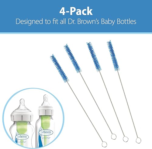 Dr. Brown's Silicone Cleaning Brush Set with Bottle, Spout, and Straw Brush, 3-Pack + Vent Cleaning Brush, 4-Pack - color: Silicone Brush Set + Vent Brush 4-pack, size: Compact