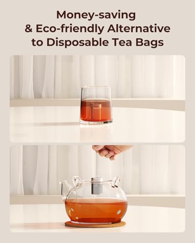 2 Pack Reinmoson 304 Stainless Steel Tea Infuser for Loose Leaf Tea | 1.58” x 2.2” Extra Fine Mesh Tea Strainers Ball, Threaded Lid, Loose Leaf Tea Steeper for Black Tea, Rooibos, etc - size: Small