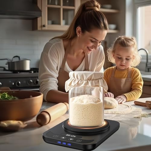 Sourdough Starter Warmer Mat | Precise 1°F Thermostat 70-100°F | 12H Auto Timer | Cooking Heating Pad for Bread Baking, Yogurt Making & Home Baking - color: Black