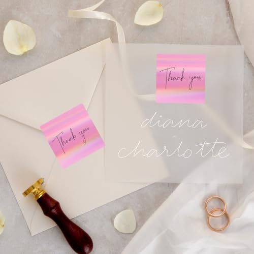Holographic Square Thermal Labels Stickers 3" x 3", Direct Square Thermal Stickers Labels, Glitter Self-Adhesive Thermals Label for Small Business- Holographic Pink - color: Holographic Pale Pink, size: 3 X 3 inch