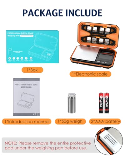 Digital Pocket Scale, High-Precision 500g x 0.01g Gram Scale with 50g Calibration Weight, Mini 6 Units Jewelry Scale with LCD Display, Tare Function for Food, Jewelry, Coin, Coffee, Battery Included - size: 500g/0.01g