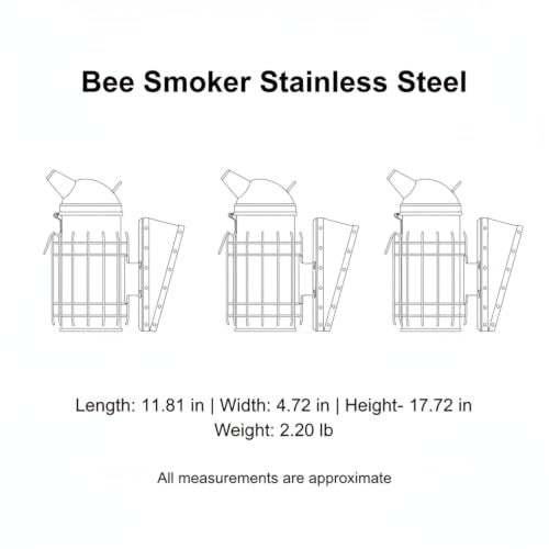 Bee Smoker Stainless Steel with Heat Shield for Hive Inspection 11.8 Inch (1 PC)