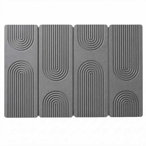 Stone Drying Mat for Kitchen Counter,Foldable(Gray (4-fold), 24" × 16") | Large Quick-Dry Diatomaceous Earth Dish Drying Mat with PU Non-Slip Base,for Bottles Cups Dishes - color: Gray (4-fold)