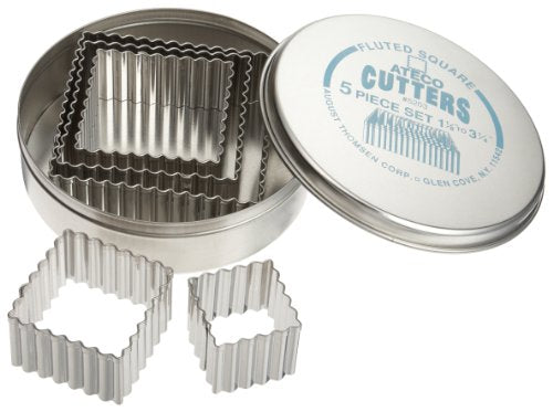 Ateco 5 pc Fluted Square Cutter Set - size: Fluted Edge, style: Square (5 pcs)
