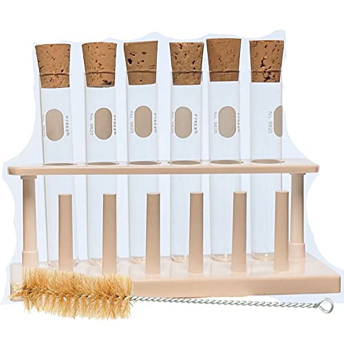 25x150mm Glass Test Tube Set with Cork Stoppers and Plastic Rack, 6 Piece Set, Karter Scientific 150A5 - size: 25x150mm, style: Cork Stoppers