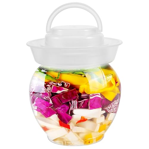 Ciieeo Clear Pet Fermentation Jar with Airtight Water Seal Lid Food-grade Pickle Canning Container for Sauerkraut Wine Brewing Kit Transparent Storage for Home and Restaurant Use