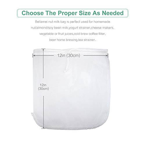 Nut Milk Bag Reusable 2 Pack Food Strainer Nut Bag(12×12 in) | for Straining Almond/Soy Milk Greek Yogurt Cold Brew Coffee Tea Beer Celery Juice Fine Nylon Mesh - size: 2 pack - 12"x12"