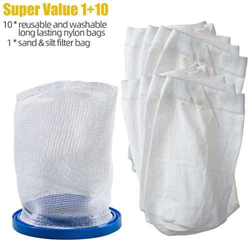 Pool Vacuum Cleaner Reusable Filter Bag with 10-Pack Ultrafine Mesh Filter Bags for Pool Blaster Water Tech Max & Catfish Ultra Pool Vacuum Sand & Silt Cleaner Filter