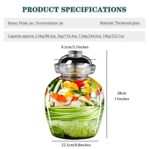 Water-Tight Korean Fermentation Jar, Thickened Glass Transparent Kimchi Jar, Pickle Jar with Auspicious Cloud Pattern, Kimchi Storage Jar(7.5kg) - size: 7.5kg