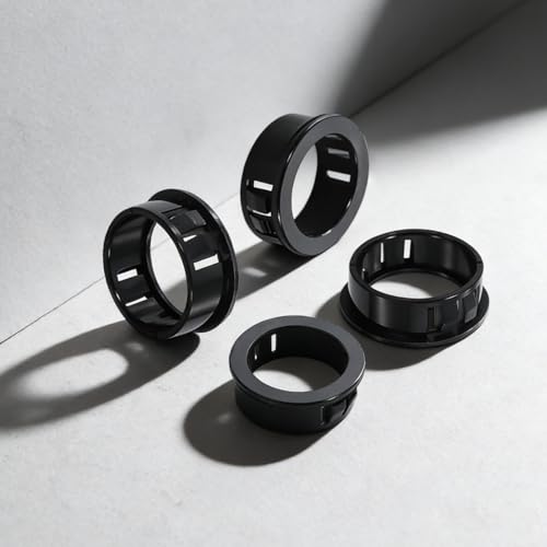8 Pcs Cable Grommets, 2-3/8" (60 mm) Cable Snap Bushing Grommets, Black Snap Bushing Grommet Kit, Round Nylon Snap in Locking Electrical Wire Cord Grommet Set for Wiring Hose Tubing Knockout - size: 60mm