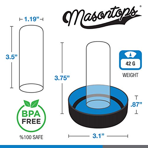 Masontops Jar Safe - Child Proof Herb Container - 2PK - Airtight Storage - Regular Mouth Jar Lock - Stash Bottle Locker - color: Blazin' Blue/Cloud White, size: Regular Mouth