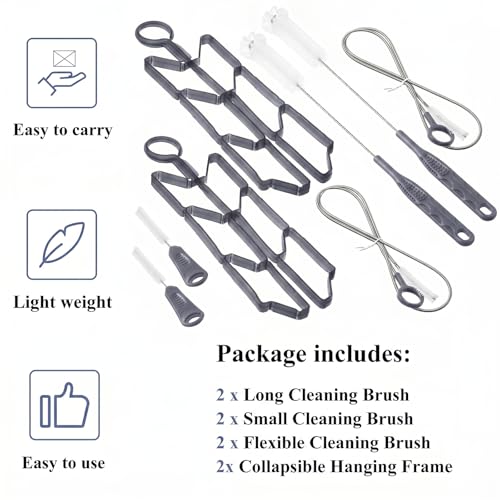 Patelai 8 in 1 Hydration Bladder Cleaning Kit Includes 3 Different Brushes and Drying Collapsible Bladder Frame, Water Reservoir Backpack Cleaning Kit - color: Gray