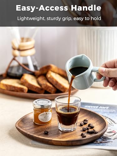 Espresso Cup 3 Oz, Ceramic Espresso Measuring Cup Expresso Shot Cup with Handle, Coffee Bar Accessories, Double Spouts Expresso Cup, Pale Blue - color: C-Pale Blue