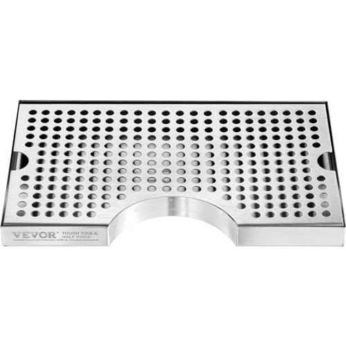 VEVOR Kegerator Beer Drip Tray, 304 Stainless Steel Keg Drip Trays with 4 Non-Slip Rubber Pads and Detachable Cover, Heat/Cold Resistant Beer Tower Drip Pan for Bar Restaurant Coffee Shop Home - style: U drip tray