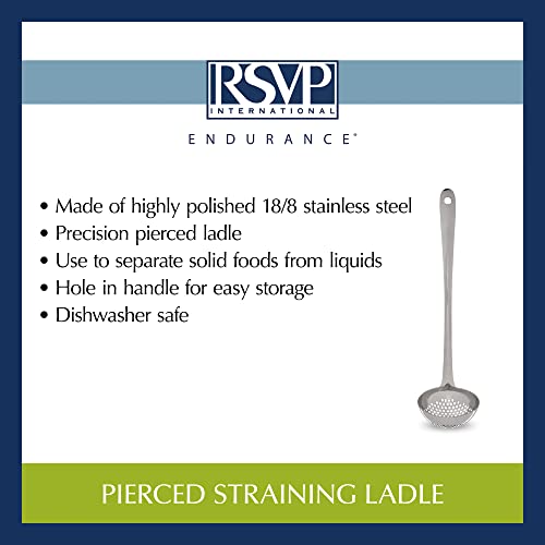 RSVP International Endurance Kitchen Collection Pierced Straining Tools, Ladle, 18/8 Stainless Steel - size: Ladle