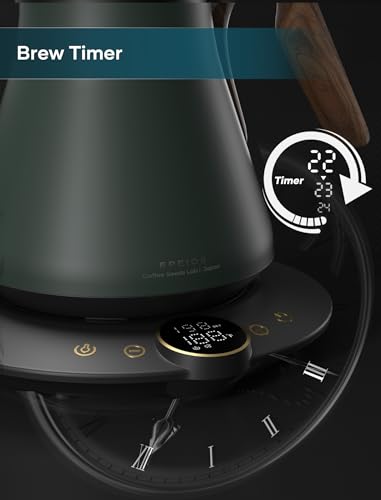 INTASTING Gooseneck Electric Kettle with ±1℉ Temperature Control for Pour Over Coffee & Tea, Quick Heating, BPA-Free Stainless Steel, Built-in Brew Timer, 1500W/0.9L (Forest Green) - color: Forest Green