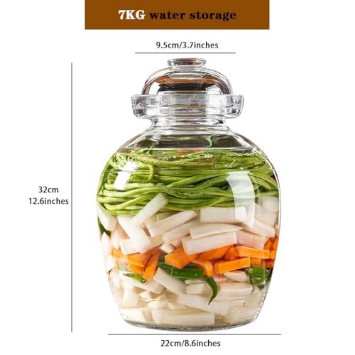 Traditional Water-Sealed Portable Kimchi Jar, Multi-Capacity Glass Fermentation Crock, Transparent Grain Storage Tank, Bowl with Lid(7kg*2) - size: 7kg*2