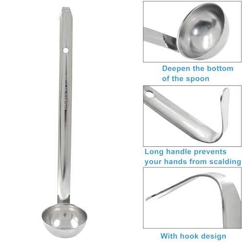 Piutouyar 3 Pcs 1 oz Soup Ladle Set, Stainless Steel Ladle with Long Hooked Handles Kitchen Cooking Serving Ladle Accessories for Cooking Soup Sauce Stews - size: 1 oz