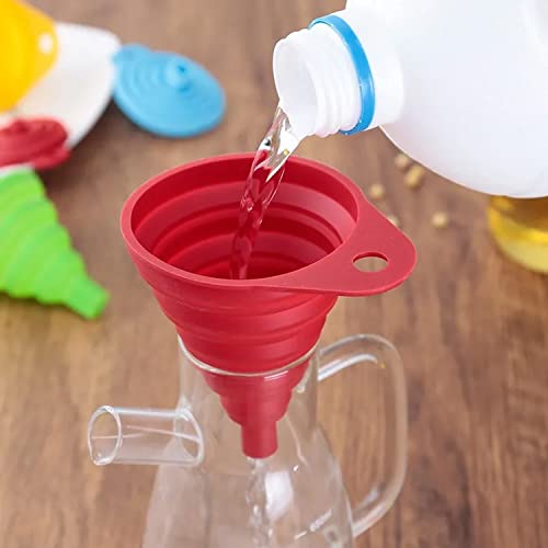 Set of 4 Silicone Collapsible Kitchen Funnel - X-Small to Large Sizes for Easy Liquid Transfer Food Grade Silicone Collapsible Gadgets (Black)