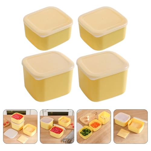 Beaupretty Cheese Storage Boxes Set 4pcs (2 Large + 2 Small) Covered Cheese Keeper Containers for Refrigerator Kitchen Supplies Multi-function Garlic Ginger Storage