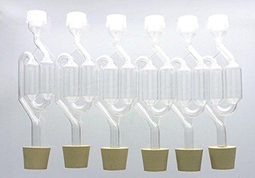 S-Shape Bubble Airlock with #6 Stopper (Pack of 6 each)