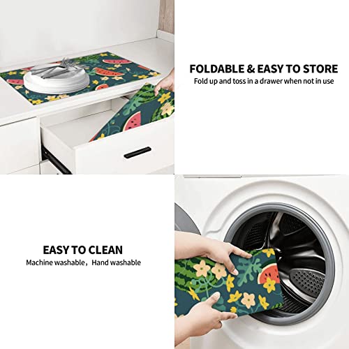 Large Dish Drying Mats For Kitchen Counter Microfiber Kitchen Drying Mat XL Draining Pad Absorbent Quick Drying Dish Mat 18x24 Inch - Watermelons - color: Watermelons