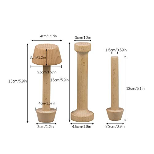 3Pcs Tart Tamper Set, Portable Wooden Double Side Pie Pastry Dough Tamper, Wooden Egg Tart Mold, DIY Cake Pastry Tools for Egg Tart, Pasta, Cheesecakes and Dessert Baking