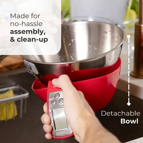 Fradel Digital Kitchen Food Scale with Bowl - 11lb, Grams & Ounces - Removable, Dishwasher-Safe Mixing Bowl - Red - color: Red