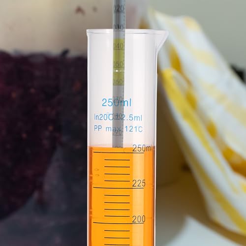 Affrolling 2 Pack 250ml Plastic Graduated Cylinder Hydrometer Test Tube Science Measuring Transparent Durable Lab Tube Milliliter Graduated Cylinder for Test Hydrometer Science Projects