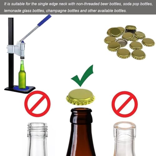 Beer Bottle Capping Machine, Manual Beer Bottle Capper with Non-Slip Base and Protective Sleeve, High-Efficiency Capping and Adjustable Capping Height, for Perfume Bottles, Plastic Cap