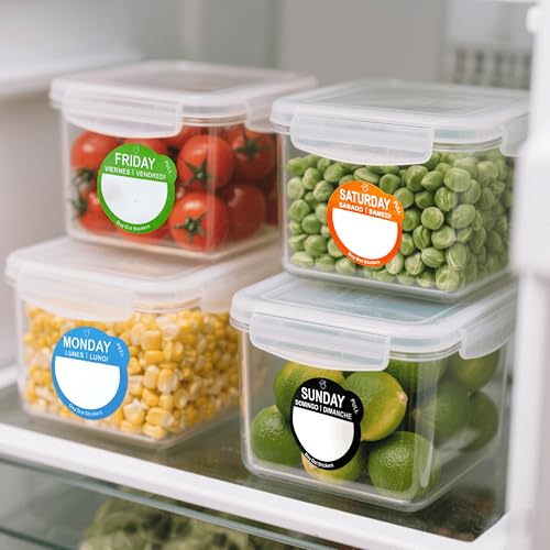 Day Dots Food Labels, 1 Inch 7000 Pcs Removable Date Stickers for Food, 7 Rolls Wmiwulien Day Labels for Restaurant Kitchen Containers, Self Adhesive Day Dot Sticker - color: Day Dots Food Labels
