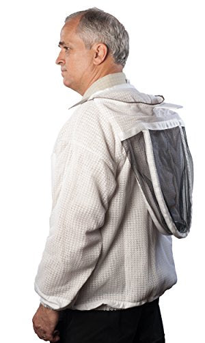 Ventilated Bee Jacket for Men and Women with Gloves and Detachable Fencing Veil, 3-Layer Beekeeping Jacket, YKK Brass Zippers (Medium) - size: MEDIUM
