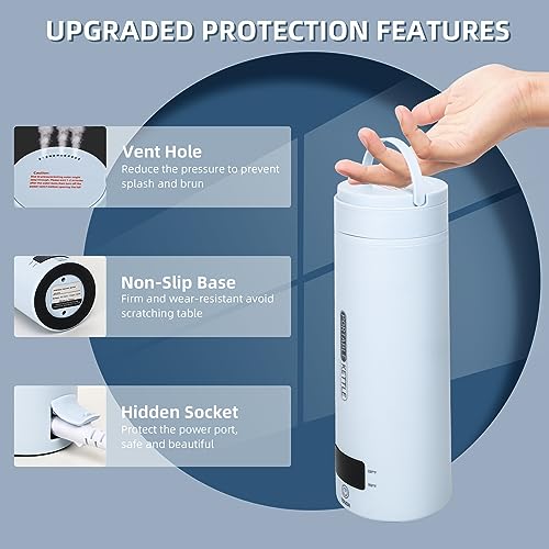 Travel Electric Kettle Portable Small Mini Tea Coffee Kettle Water Boiler, Water Heater with 4 Temperature Control,304 Stainless Steel with Auto Shut-Off & Boil Dry Protection, BPA-Free (Blue) - color: Blue