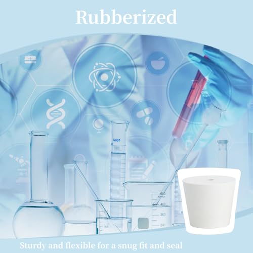 6Pcs Solid Rubber Stopper Bungs with Hole 26mm to 32mm Solid Test Tubes Bungs Stopper for Flask, Plug Holes and Test Tube(White) - size: 26-32MM