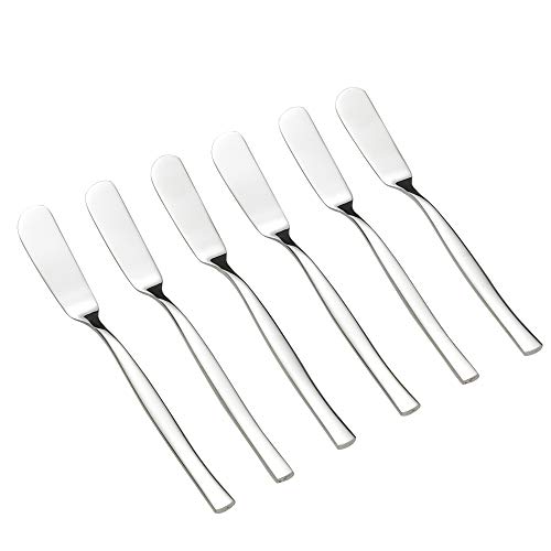 Idotry 6-Piece Stainless Steel Butter Knives, Cheese/Butter Spreaders | 6.32", Cheese Knives for Butter, Cheese, Organic Strawberry